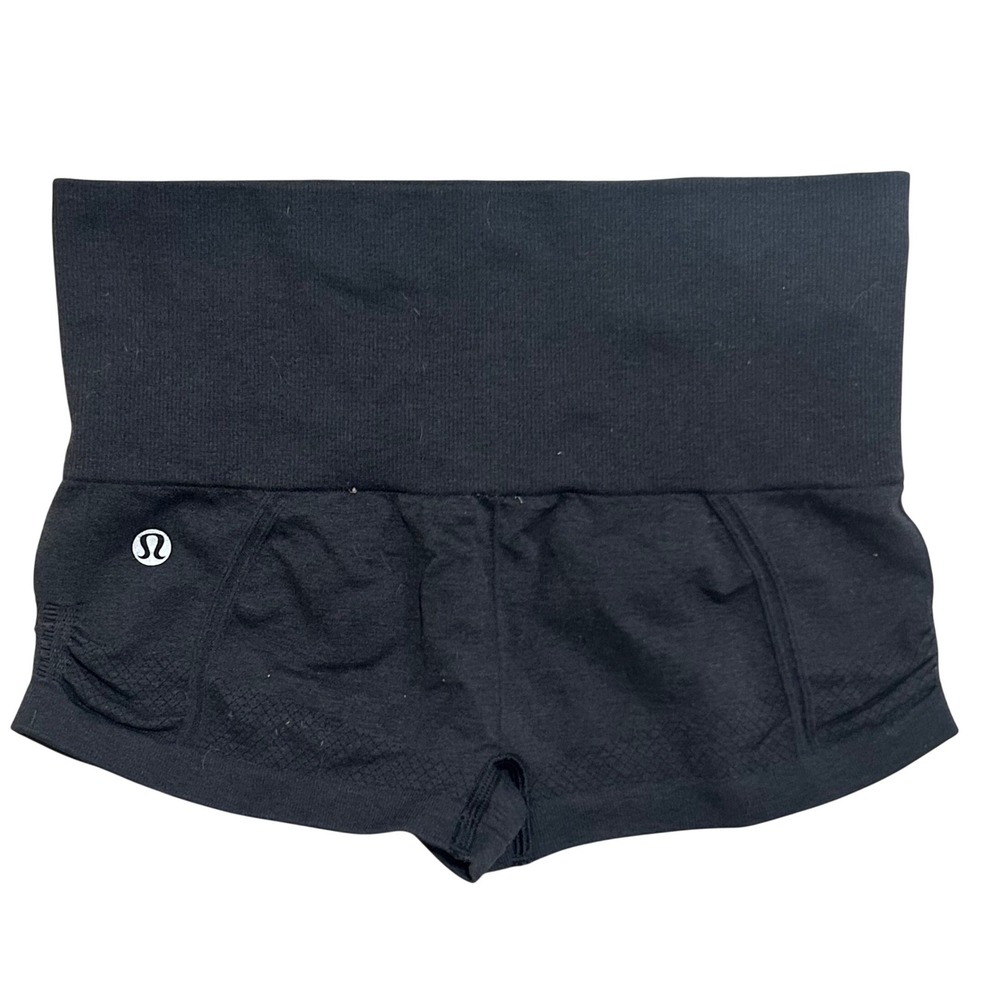 Lululemon Black High Waisted Seamless Athletic Yoga Shorts Mini Short - Picture 2 of 3